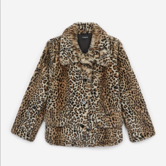 The Kooples LEOPARD FAUX FUR COAT WITH XXL COLLAR Jackets Coats